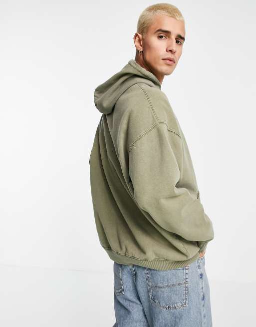 Reclaimed vintage inspired oversized discount hoodie in green overdy