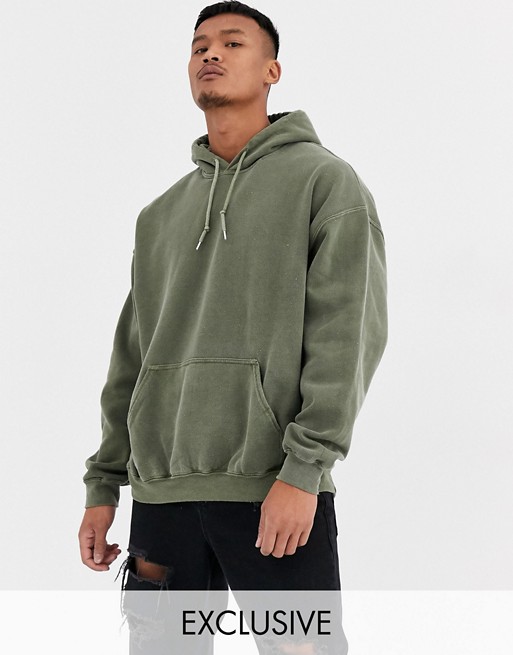 Reclaimed Vintage inspired oversized hoodie in green overdye | ASOS