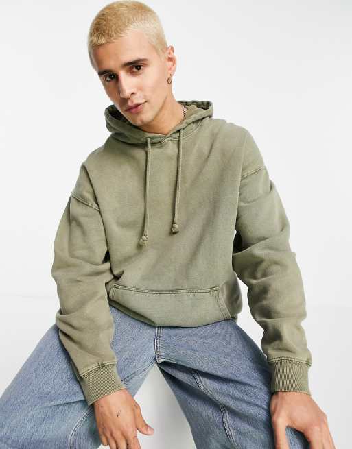 Reclaimed vintage inspired oversized hoodie in green overdye 2025