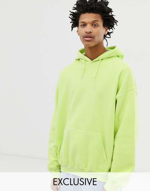 Reclaimed Vintage inspired oversized hoodie in lime overdye