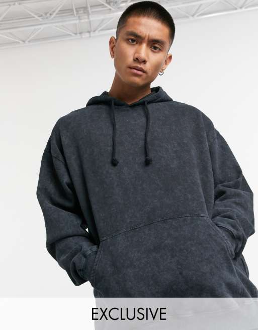 Reclaimed Vintage inspired oversized hoodie in overdye black | ASOS