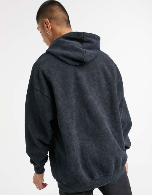 Reclaimed Vintage inspired oversized hoodie in overdye black