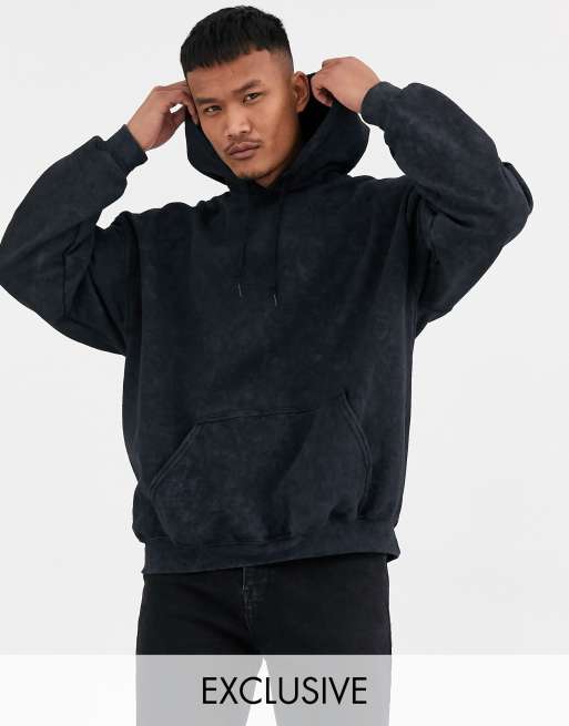 Reclaimed Vintage inspired oversized hoodie in washed black