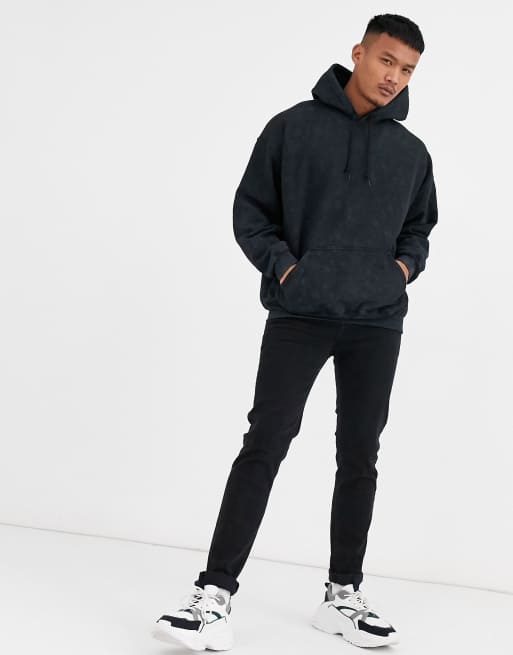 Reclaimed Vintage inspired oversized hoodie in washed black