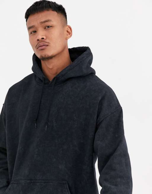 Reclaimed Vintage Inspired Oversized hoodie in zwarte wassing