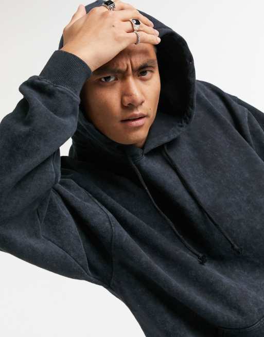 Reclaimed Vintage Inspired - Oversized hoodie met zwarte overdye, 3 van 4