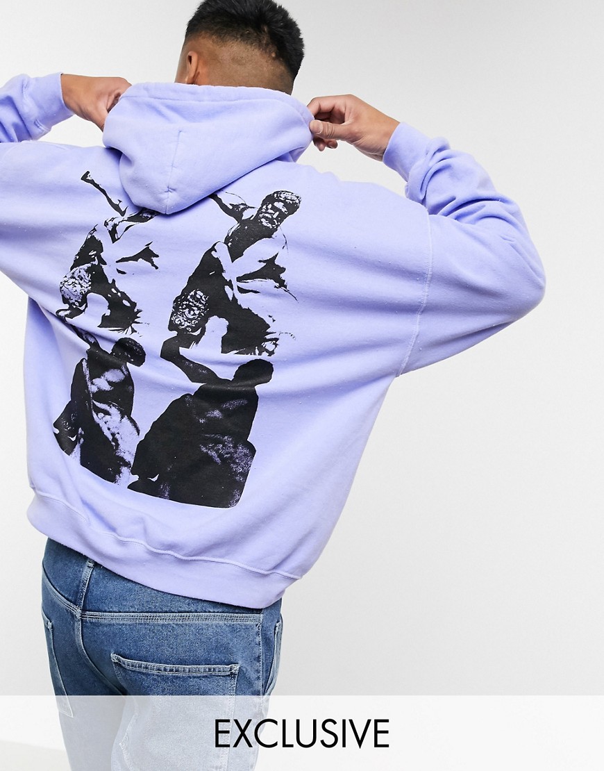 Reclaimed Vintage inspired oversized hoodie with greek mythology print in lilac-Purple