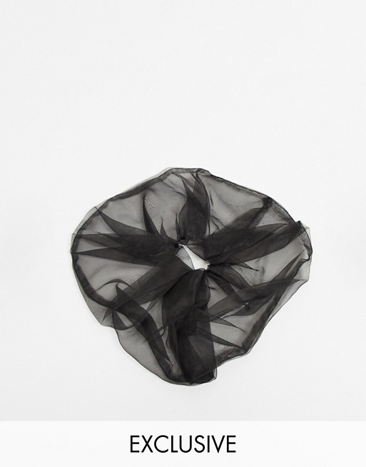 Reclaimed Vintage inspired oversized organza scrunchie in black