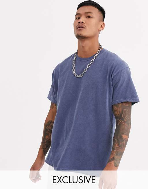 Reclaimed Vintage Inspired - Oversized overdye T-shirt in blauw