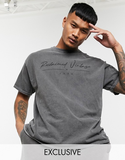 Reclaimed Vintage inspired oversized overdyed t-shirt with logo