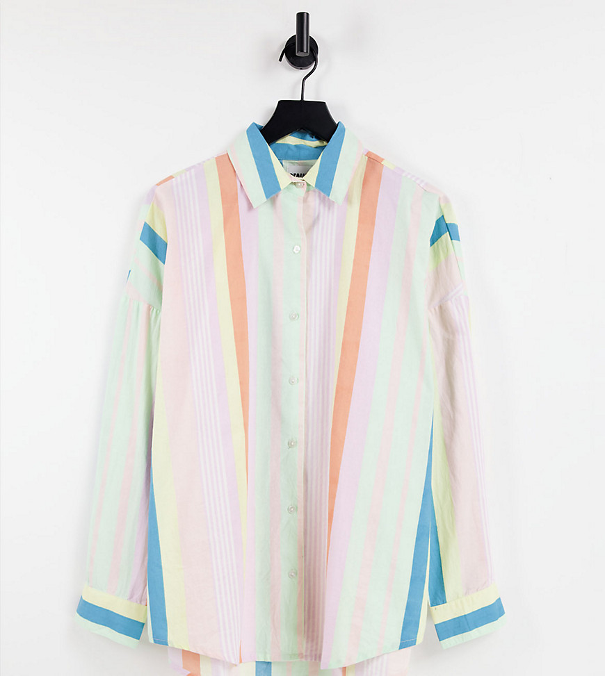 Reclaimed Vintage Inspired oversized relaxed shirt in rainbow stripe-Multi