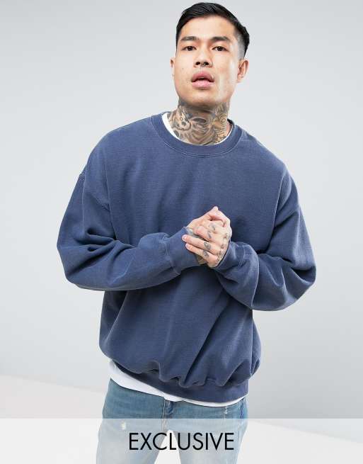 Reclaimed Vintage Inspired Oversized sweatshirt in marineblauwe
