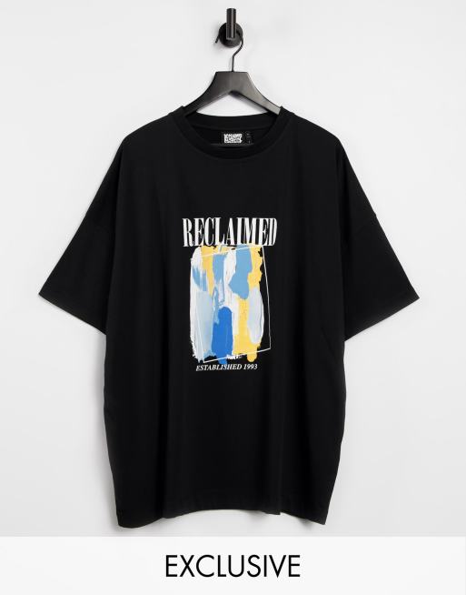 Reclaimed Vintage Inspired oversized t shirt with art print in black