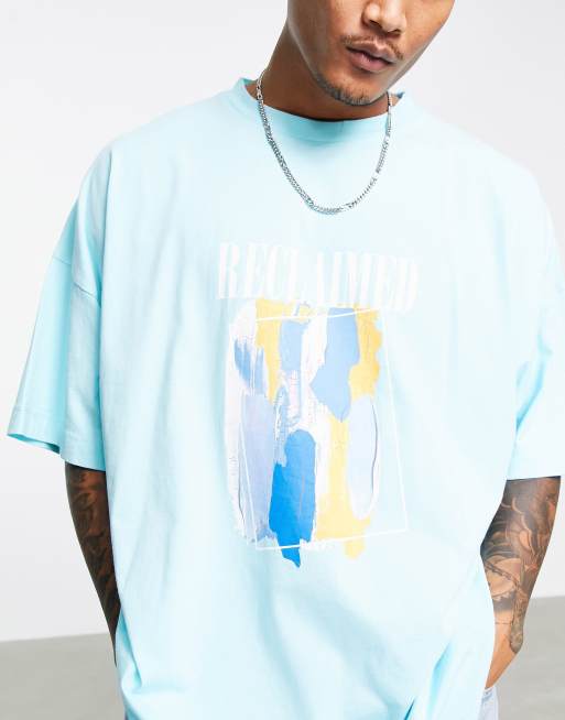 Reclaimed Vintage Inspired Oversized T Shirt With Art Print In Light Blue Asos