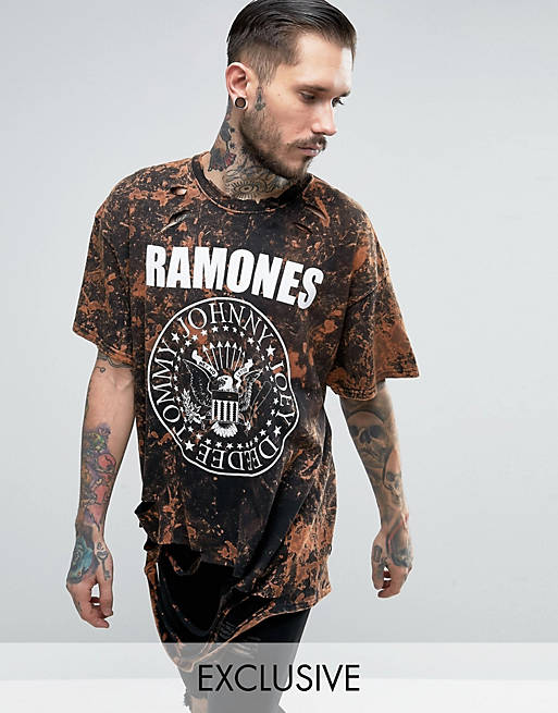 Overtræder fordøje Folkeskole Reclaimed Vintage Inspired Oversized T-Shirt With Ramones Band Front And  Back Print | ASOS