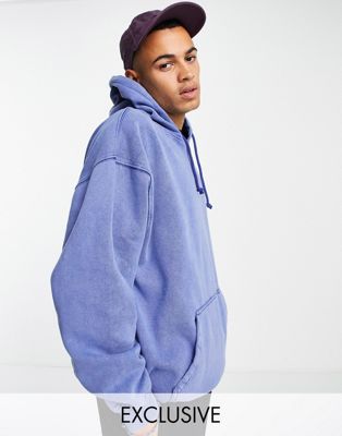 Reclaimed Vintage inspired oversized washed hoodie in blue