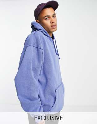 Reclaimed Vintage inspired oversized washed hoodie in blue