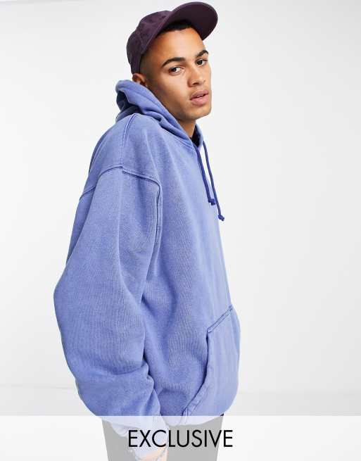 Reclaimed Vintage inspired oversized hoodie in navy overdye, ASOS