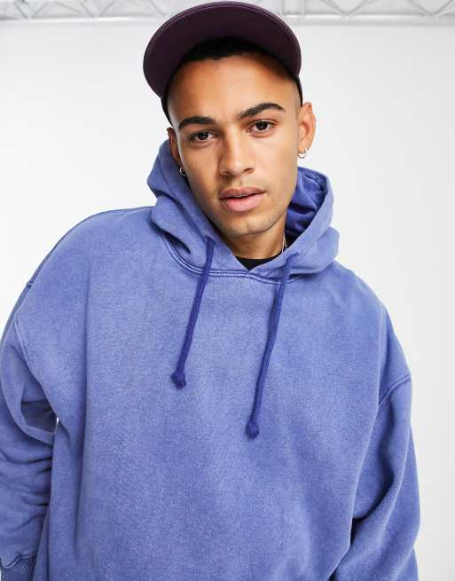 Reclaimed Vintage inspired oversized hoodie in navy overdye, ASOS