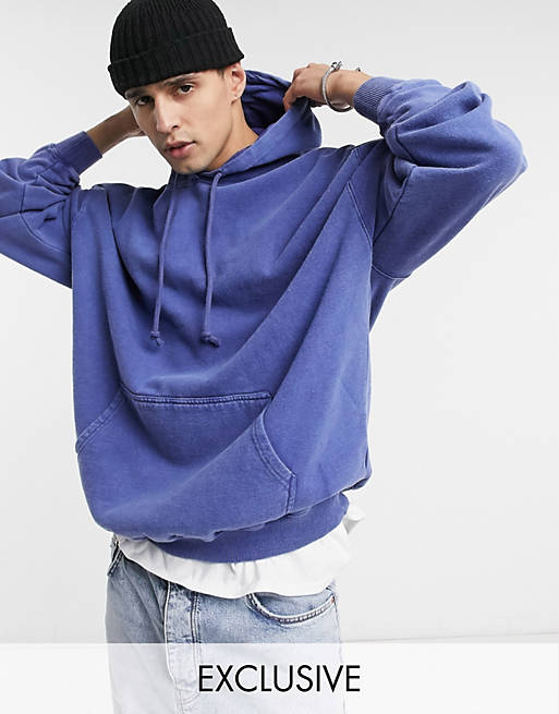 Reclaimed Vintage inspired oversized washed hoodie in blue