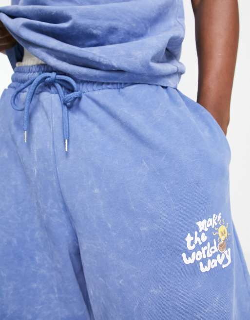 Reclaimed Vintage Inspired - Pantaloncini unisex blu in coordinato, 3 di 4