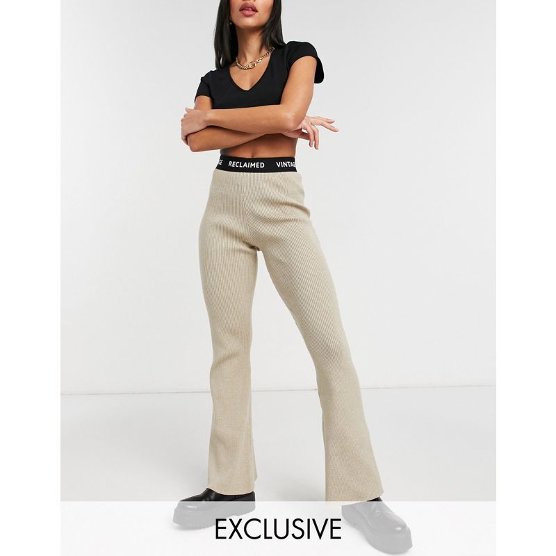 Pantaloni a zampa Donna Reclaimed Vintage Inspired - Coordinato con crop top e pantaloni con elastico in vita beige 