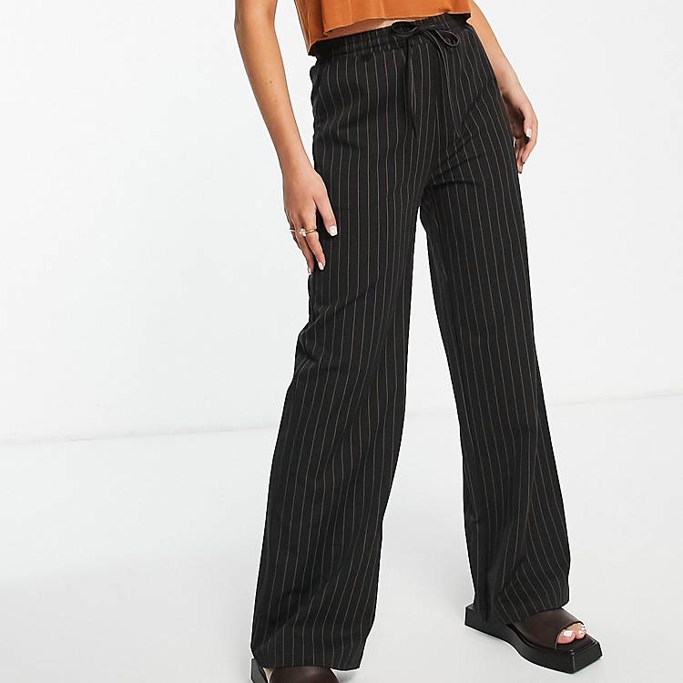 Inspired Pantaloni anni 90 dritti neri gessati Asos Donna Abbigliamento Pantaloni e jeans Pantaloni Leggings & Treggings 