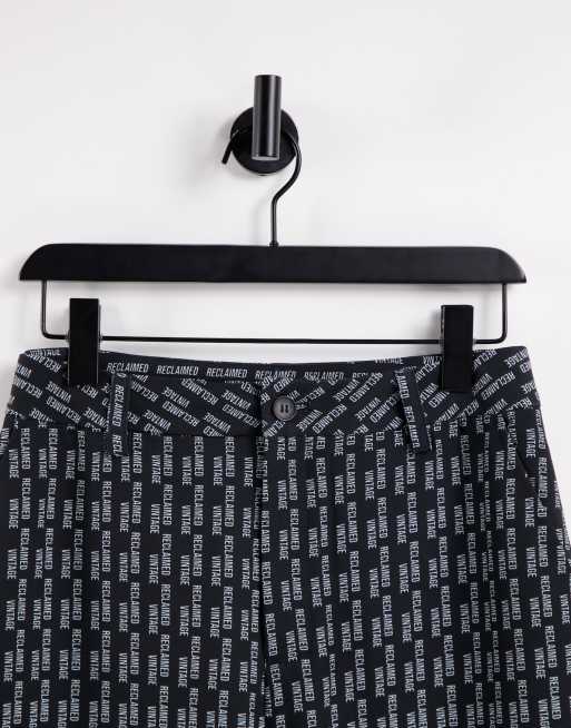 Reclaimed Vintage Inspired - Pantaloni dritti unisex con stampa monogramma, 3 di 4