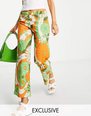 SHEIN High Waist Floral Print Flare Leg Pants