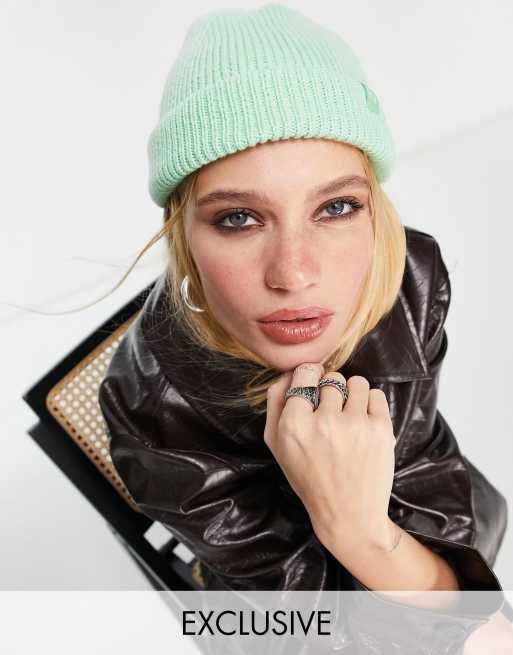 Reclaimed Vintage Inspired – Pastelowozielona czapka beanie typu fisherman z logo – LGREEN