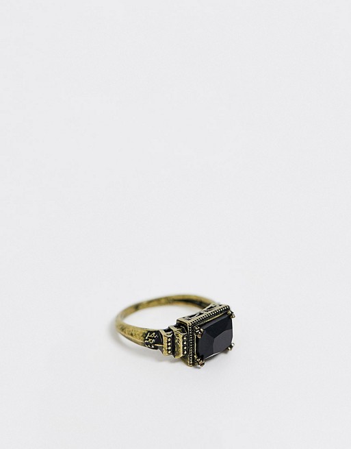 Reclaimed Vintage inspired pinky ring with stone detail in burnished gold exclusive to ASOS