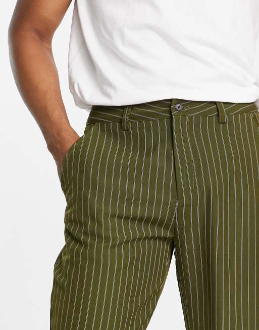 Green pinstripe pants top