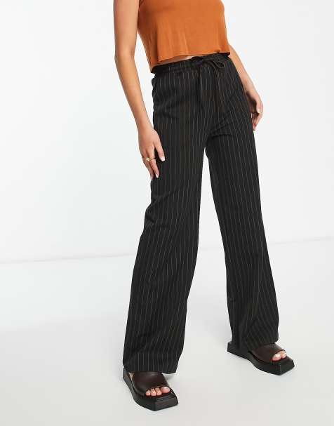 Reclaimed Vintage inspired pinstripe 90's straight trousers in black