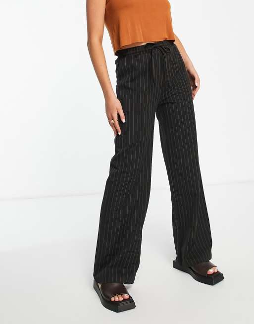 Reclaimed Vintage Inspired pinstripe 90s straight pants in black