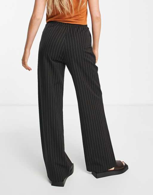 Reclaimed Vintage Inspired pinstripe 90s straight pants in black