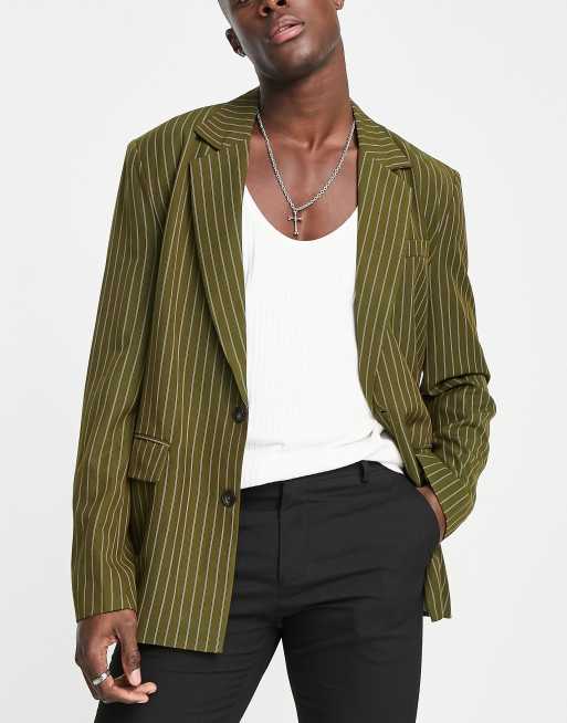 H&m green striped blazer hotsell
