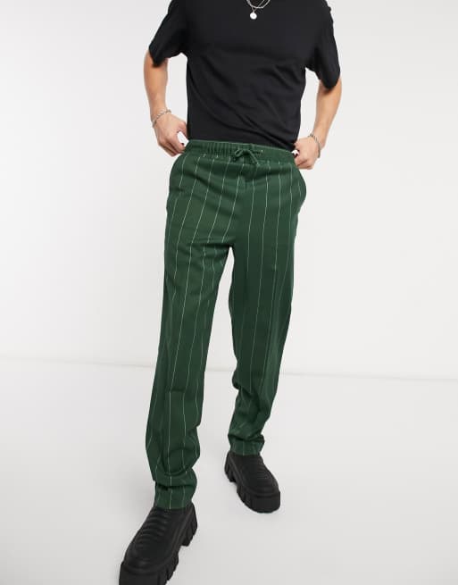 Reclaimed Vintage inspired pinstripe pants in green ASOS
