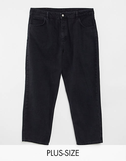 Reclaimed Vintage - Inspired - Plus - '92 - Ruimvallende Curve mom jeans in zwarte wassing