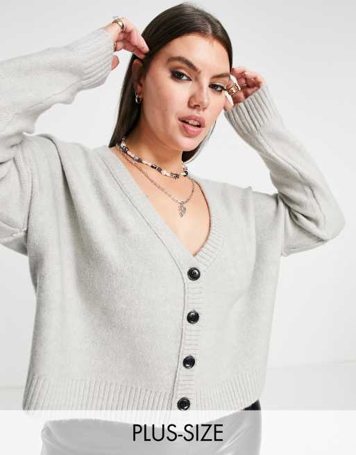 Grey button up sweater cheap