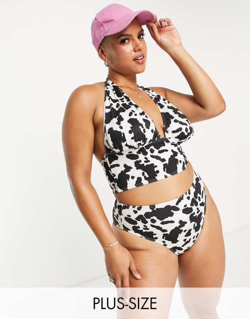 Plus size cow print bikini outlet