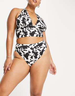 plus size cow print bathing suit