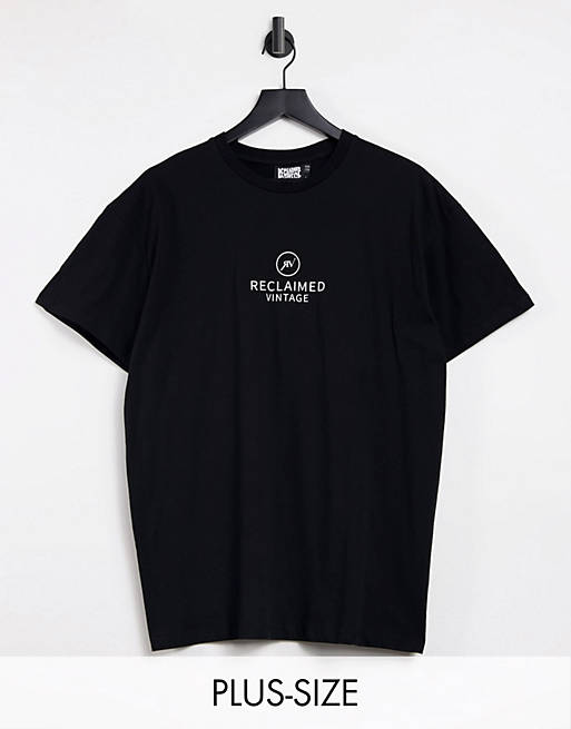 Reclaimed Vintage inspired plus logo t-shirt in black
