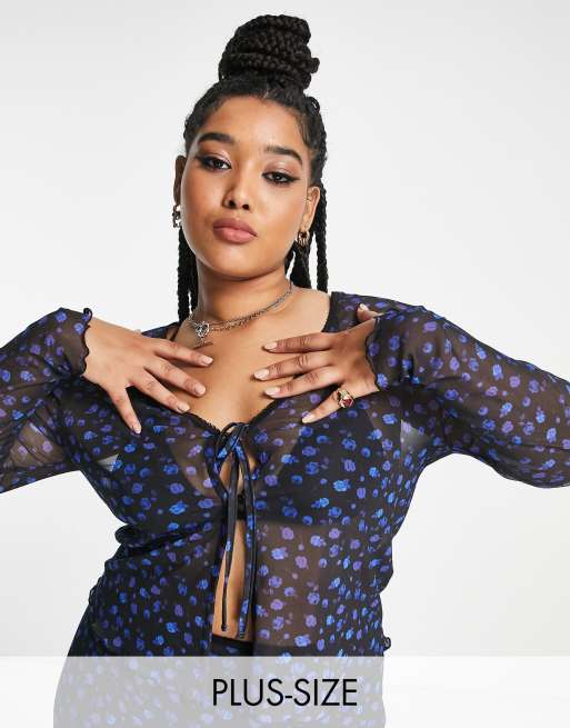 Reclaimed Vintage inspired Plus mesh cardigan co ord in black ASOS