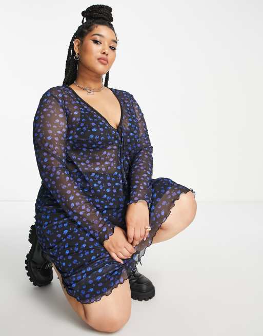 Reclaimed Vintage inspired Plus mesh cardigan co ord in black ASOS