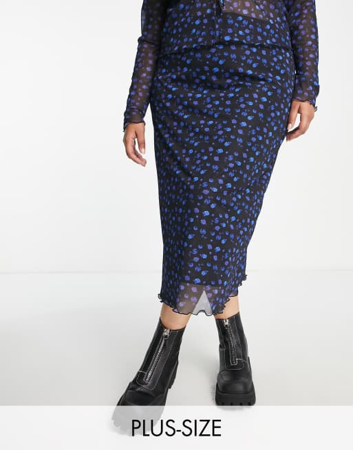 Reclaimed Vintage Inspired Plus mesh midi skirt in black part of a set