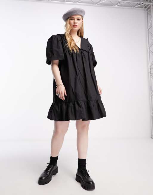 Reclaimed Vintage Inspired Plus – Mini-Freizeitkleid in Schwarz