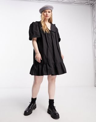 Reclaimed Vintage inspired Plus mini tea dress in black