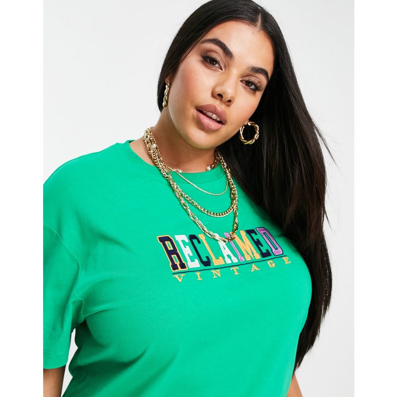 Donna Top Reclaimed Vintage Inspired Plus - T-Shirt con stampa con logo, colore verde
