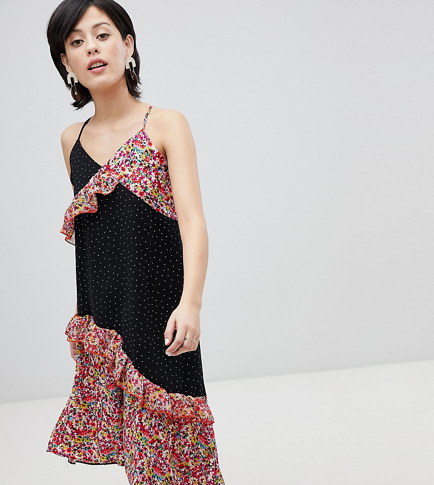 Reclaimed Vintage Inspired Polka Dot And Floral Cami Midi Dress-Multi