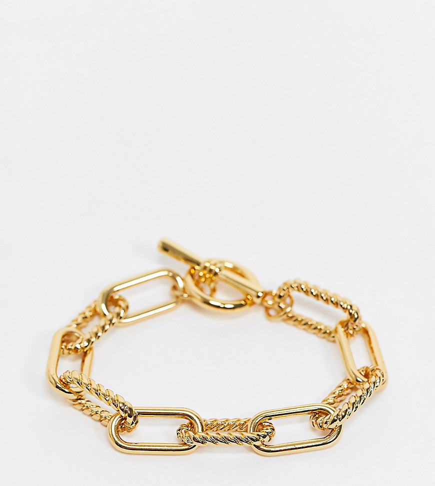 Reclaimed Vintage Inspired premium 14k chain bracelet with T bar-Gold